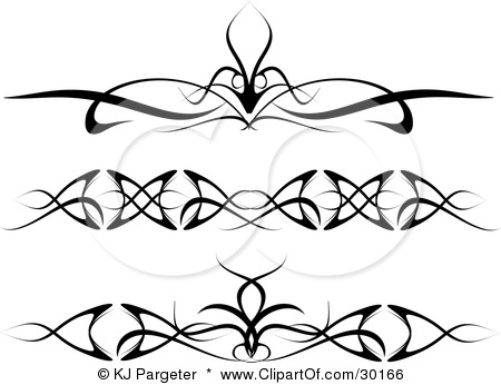 30166 Clipart Illustration Of A Set Of Three Elegant Tattoo De